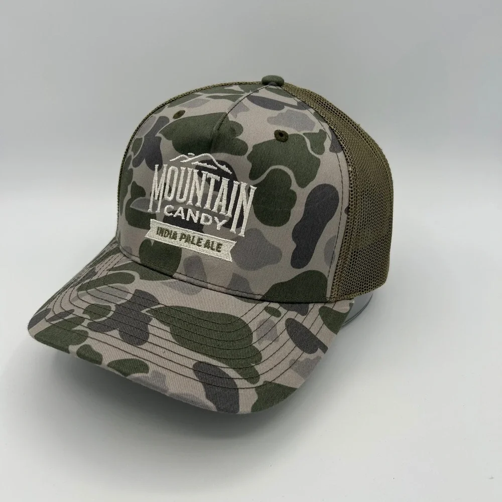 Mountain Candy India Pale Ale Trucker Hat Mens OSFM Green Camo Sycamore Brewing